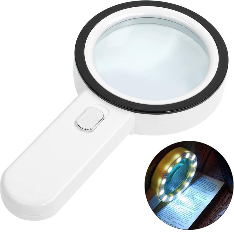 Beleuchtete Leselupe, 30-fache Lupe mit 12 LED-Lichtern, Handlupe, leuchtende Lupe zum Lesen, Schmuck, Senioren, Sehbehi...