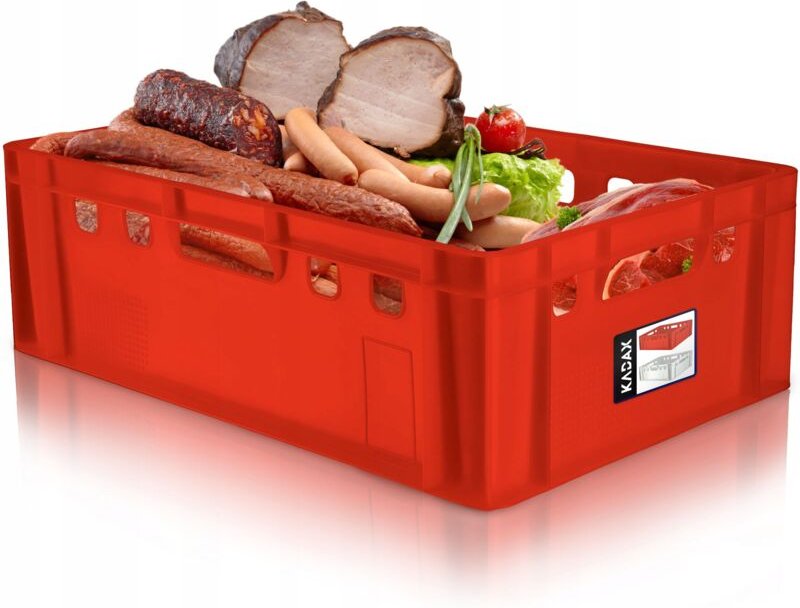 Fleischbox aus Kunststoff hdpe, Metzgerkiste 60 x 40 cm, E2 Fleischkiste mit bequemen Griffen, - Kadax