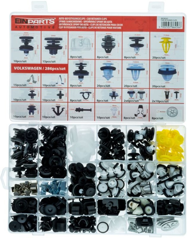 VW-spezifische Stifte und Clips – 286-teiliges Set.