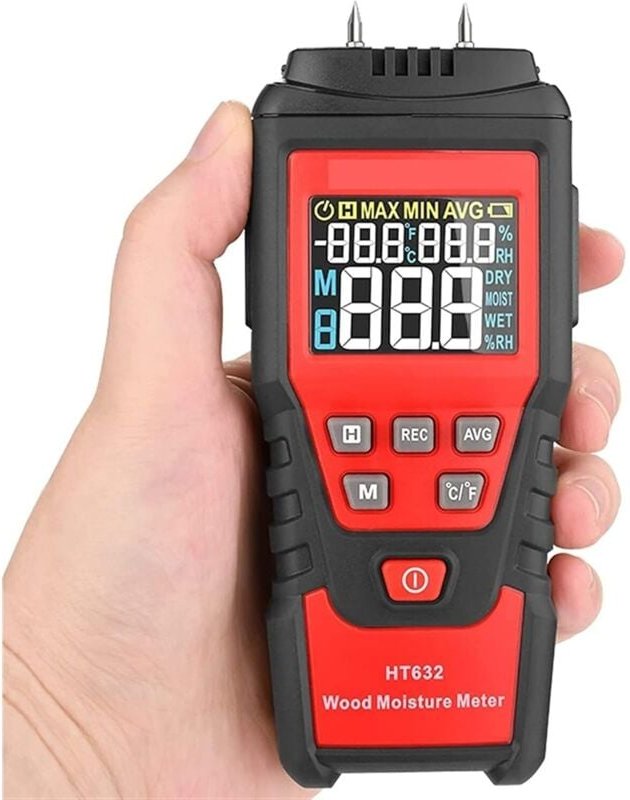 Digitales Feuchtigkeitsmessgerät, 7 Arten der Materialerkennung und klare Spannungsanzeige (-4,0 °F bis 140,0 °F Feuchti...