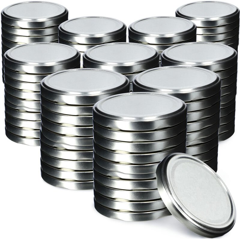 Kadax - Schraubdeckel fi82 mm, Twist-Off-Deckel aus Metall, 100 Stück,Silber