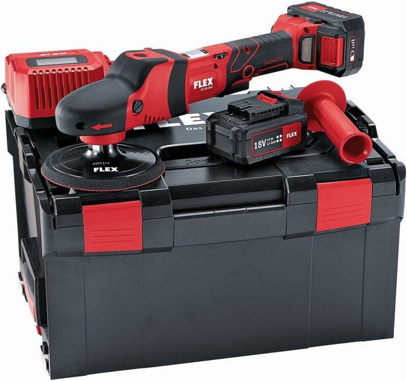 Flex - Akku Rotationspolierer Polierer Polieren pe 150 18.0-EC/5.0 Set 447153