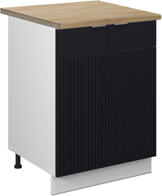 Thumbnail - Küchenunterschrank Fame-Line, Schwarz gestreift, 60 cm , AP Eiche, Vicco