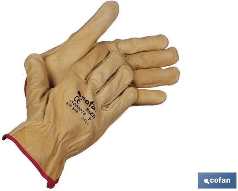 Cofan - Extra widerstandsfähiger Handschuh aus Rindsleder, Blistergröße 9