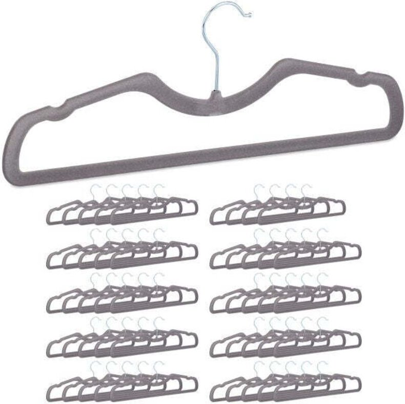 Set of 50 flocked coat hangers
