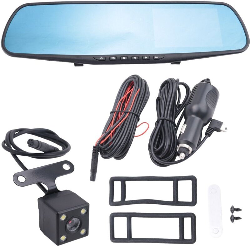 4,3--Auto-DVR-RüCkspiegel-Fahrvideorecorder mit Objektiven Dashcam 1080P ips Front- und RüCkkamera Dashcam