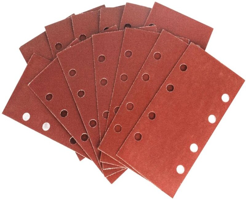 35 Stück rechteckige Schleifblätter mit 8 Löchern für elektrische Schleifmaschinen, Klett-Schleifpads mit 8 Löchern für ...