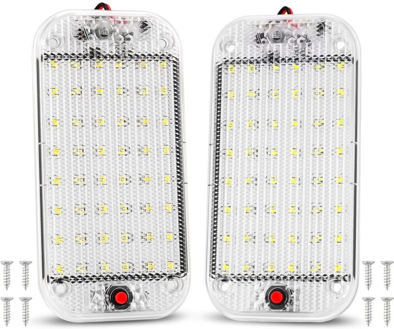 Thumbnail - LED-Innenbeleuchtung, 10 W, 48 LEDs, universelle helle Innenbeleuchtung mit Ein/Aus-Schalter für 12 V–85 V, Auto, Van, L...