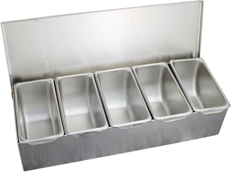 Zutatenbehälter Beilagenbehälter Zutatenbox mit 5 Einsätze Gastronomie Obstbox Obstkiste Gewürzbox Barbehälter Kit Edels...