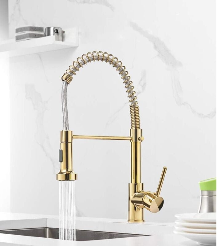 Crediri Gold Küchenarmatur, 360 Grad drehbare Küchenarmatur