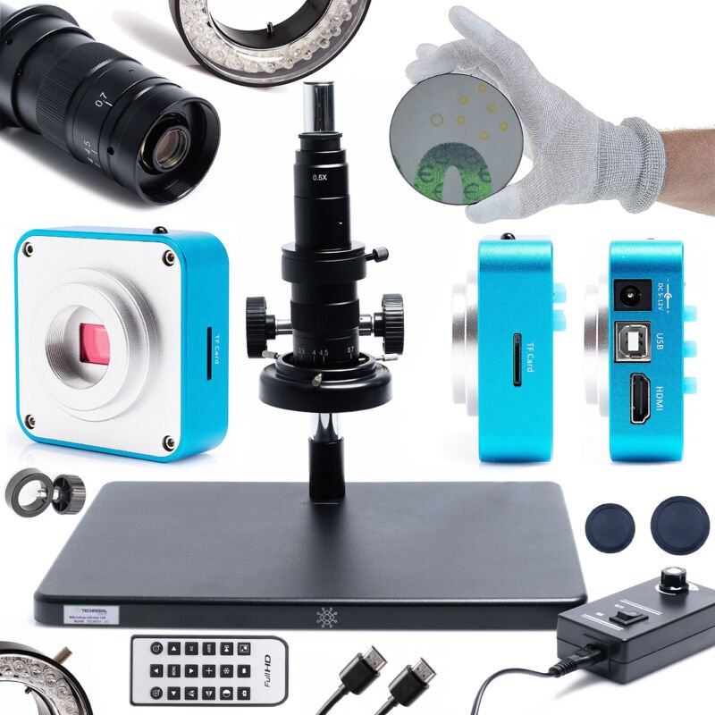 10A Solo-Digitalmikroskop + einstellbare 56XLED-Beleuchtung + Techrebal „Blue Waterfall“-Kamera