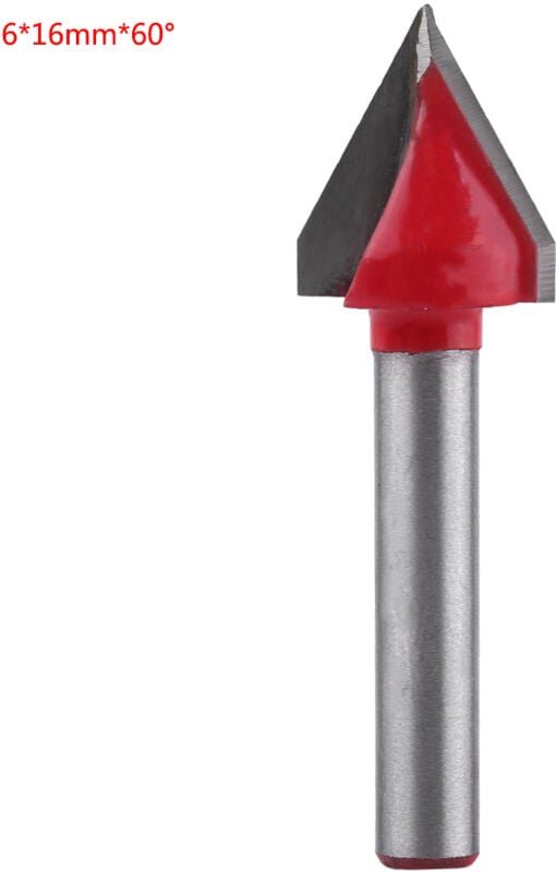 Zoternen - CNC-Fräser aus Wolframstahl für die Holzbearbeitung mit Schärf-VGroove-Schneidwerkzeug, 6-mm-Schaft (6 x 16 m...