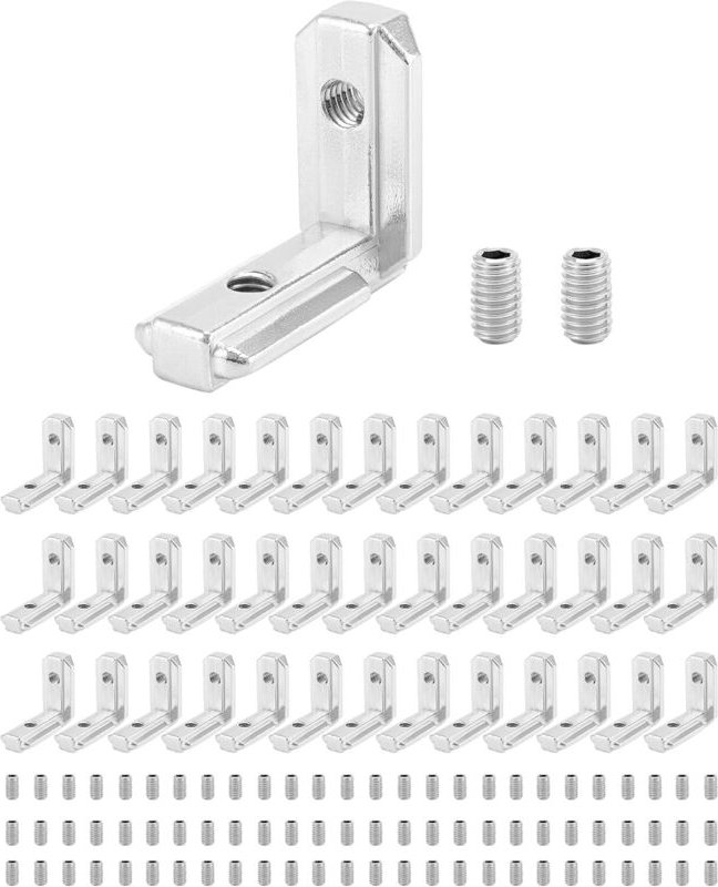 Thumbnail - 40 Stück T-Nut-Eckwinkel, mit 80 Schrauben, für 3030 Aluminiumprofilschlitz 8 mm, M6 - Sollbry