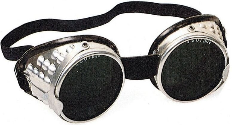 Alu-schweisserbrille grüne flache linsen din 5