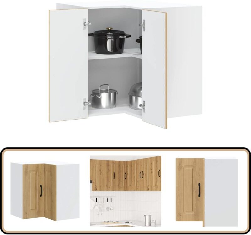 Küchen-Eckhängeschrank Kalmar Artisan-Eiche Holzwerkstoff - Vidaxl