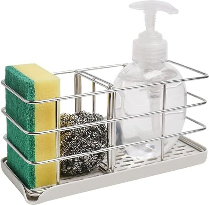 Küchenspüle-Schwammhalter, Küchenspüle-Organizer, Edelstahl-Spüle, Abflussschale, Hängepaneel, verstellbare Spüle, Bürst...
