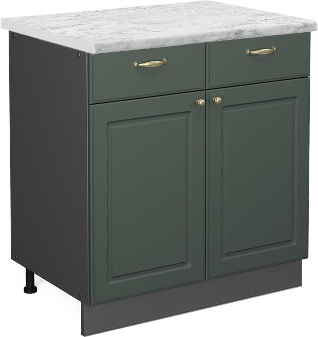 Vicco - Küchenunterschrank Fame-Line, Grün-Gold Landhaus, 80 cm , ap Marmor