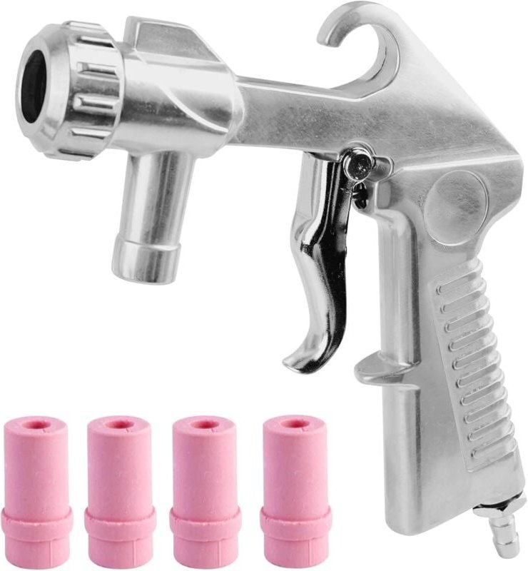 Shining House - Luft-Sandstrahlpistole mit 4 Düsen (4,5 mm/5 mm/6 mm/7 mm), Sandstrahl-Werkzeugset