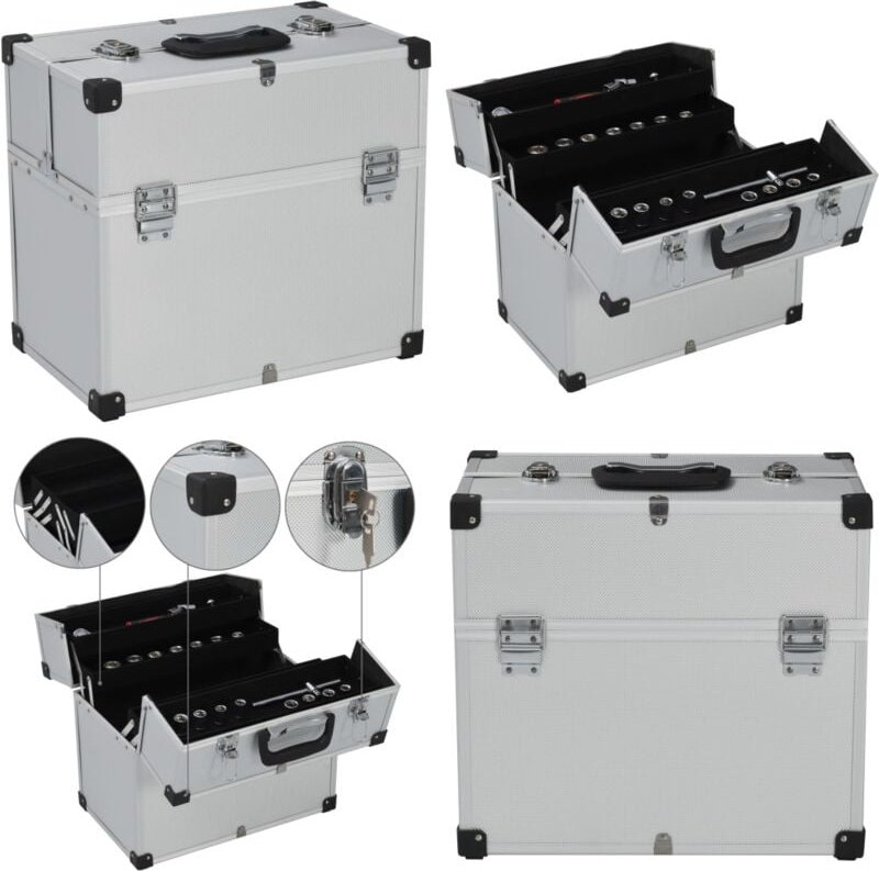 Werkzeugkoffer 38x22,5x34 cm Silbern Aluminum - Werkzeugkoffer - Werkzeugtaschen - Home & Living - Silber