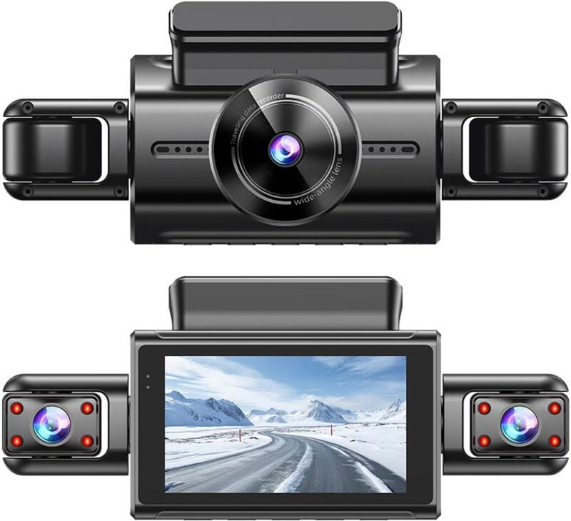 Auto-Rückfahrkamera, 4K HD, 4-Kanal-Dashcam, Videorekorder mit verstecktem Fahrtenschreiber, vier Kameras mit Rückfahrmo...