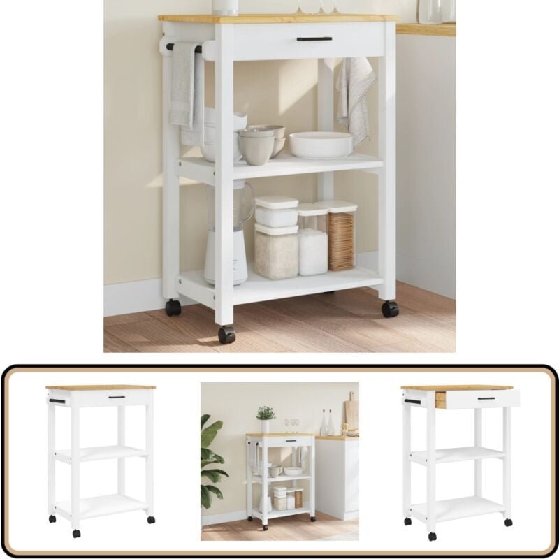 Küchenwagen monza 60x40x90 cm Massivholz Kiefer - Holz Küchenwagen - Küchenschrank - Retro Möbel - Vintage Stil - Kiefer...