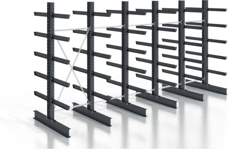 Kragarmregal schraubbar doppelseitig 5 Felder mit 5 Ebenen 6400x3130x400mm - Stier