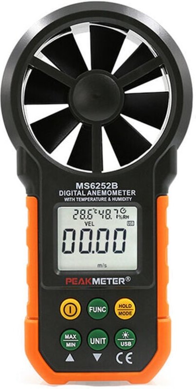 Digitales Anemometer, Handheld, LCD, elektronisches Luftvolumenmessgerät, Geschwindigkeit, Hintergrundbeleuchtung (MS625...