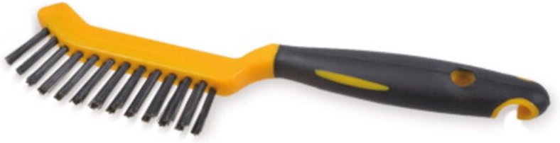Osborn Bremssattelbürste 245/95, glatter Stahldraht 0,30 T23 Kunststoffgriff gelb-schwarz / 2 Reihen