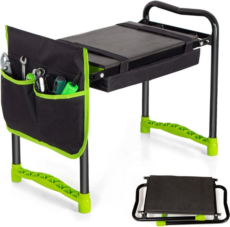 Todeco Gartenhocker Kniebank mit 2 Arten von Kissen und Gartenwerkzeug Tasche, Gartenhelfer Kniehilfe für Gartenarbeit, ...