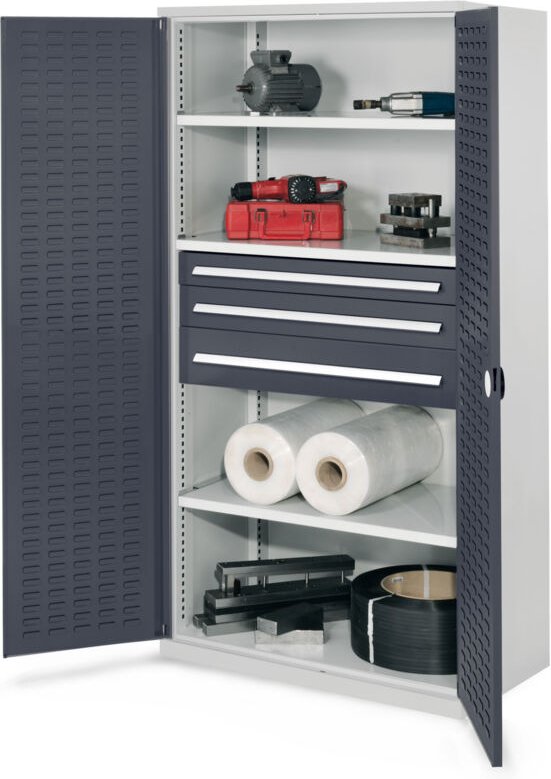 Kappes Schwerlastschränke ohne Mitteltrennwand 1950x1000x600mm Modell 46 Schlitzplattentüren anthrazitgrau