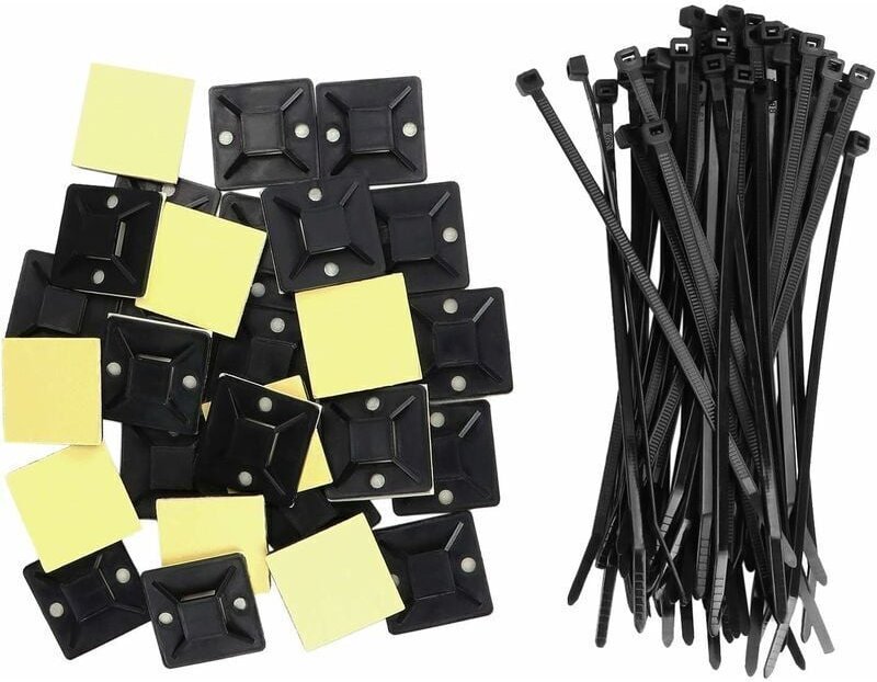 Thumbnail - 100 Stück selbstklebende Kabelbindersockel, 25 mm x 25 mm, selbstklebende Kabelbinder, selbstklebende Kabelbinder, Kabel...