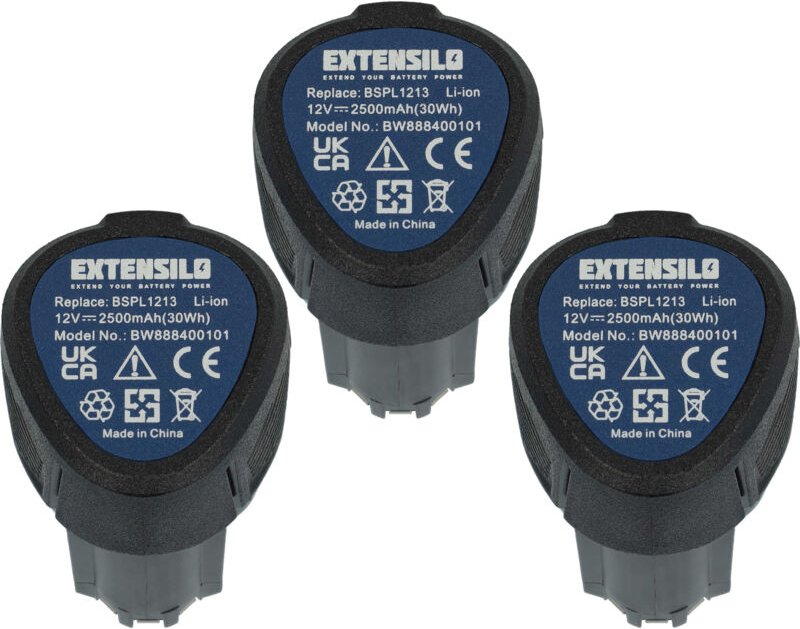 EXTENSILO 3x Akku kompatibel mit Hendi Wireless Kebab-Cutter Küchengerät (2500 mAh, Li-Ion, 12 V)