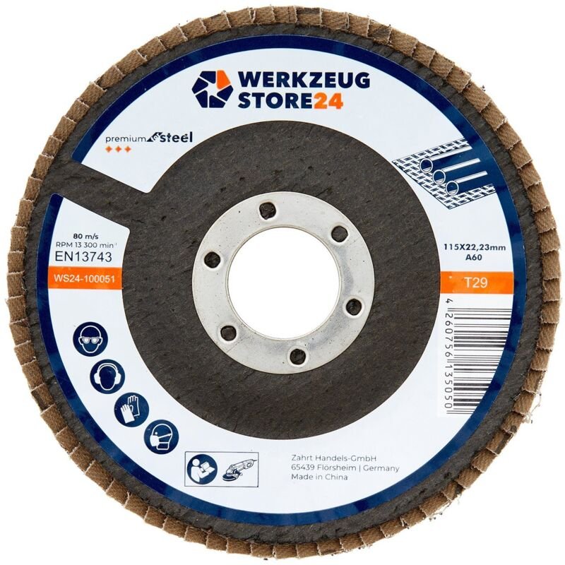 WS24 10x Lamellenschleifscheibe 115 mm gewölbt Aluminiumoxid K 60 - WS24-100051