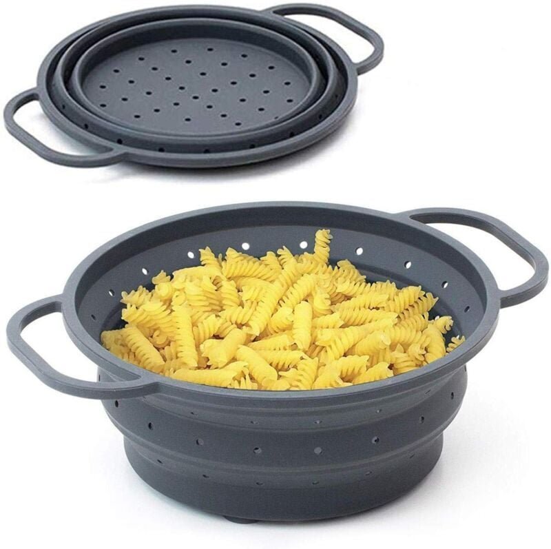Hitzebeständiges, zusammenklappbares Sieb, Durchmesser 26 cm – zusammenklappbares Sieb, einziehbar, platzsparend, Seiher...