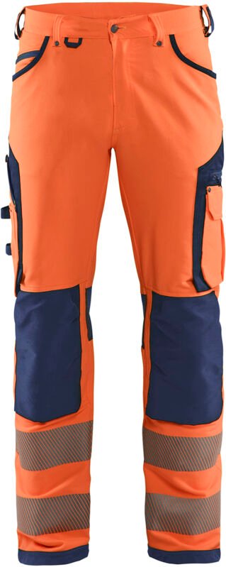Dehnbarer Hochsichtbarkeits-Arbeitshose 4D 1197 – Orange/Navy XS – FR(38) – SE(C44) – Normen