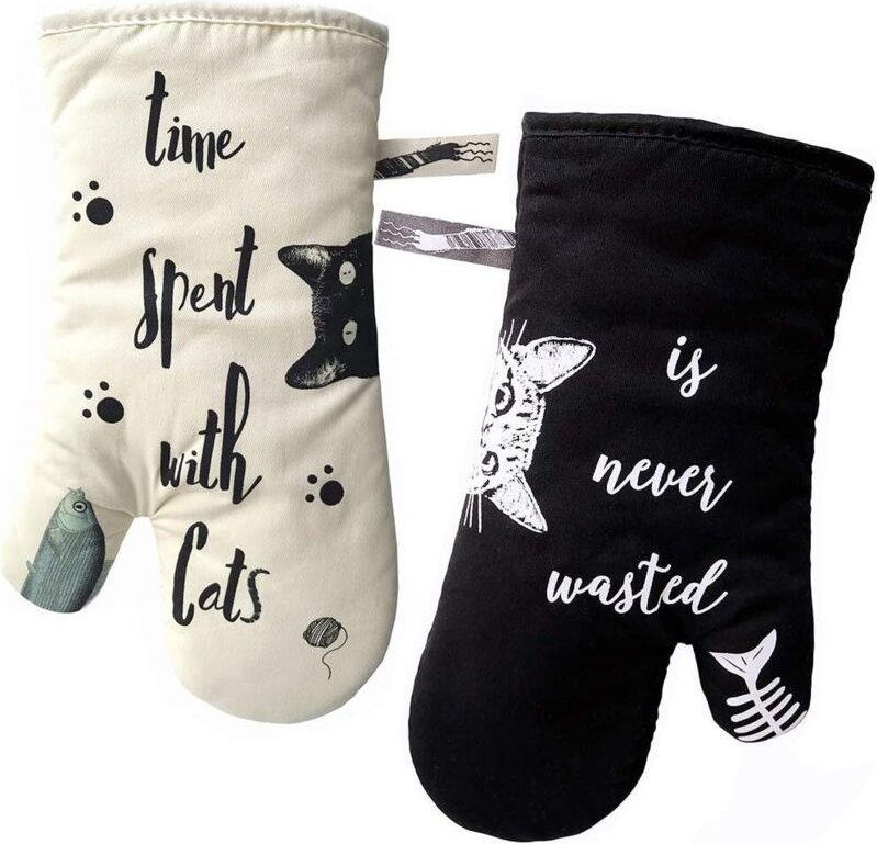 Küchenhandschuhe, hitzebeständige Ofenhandschuhe, Topflappen und Handschuh zum Kochen, Grillen, Backen, Elfenbein und Sc...