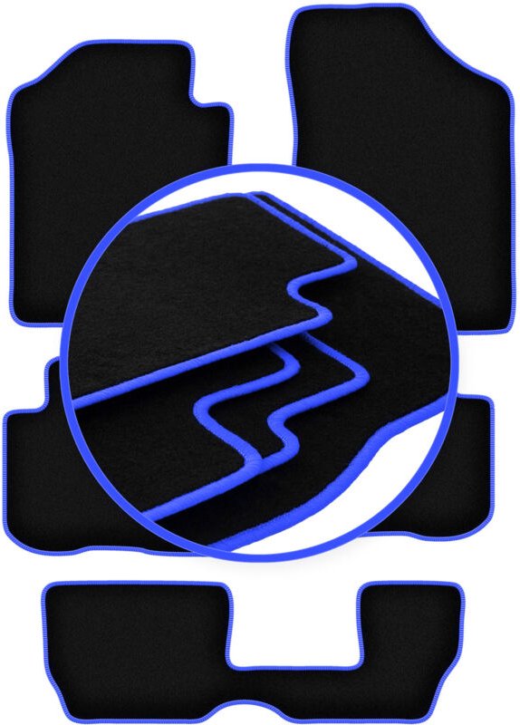 CARLUX-BLUE Autofußmatten für: Kia Carens III 7 Sitze (2006-2010)