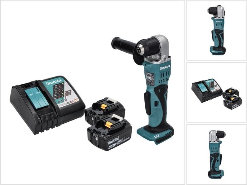 Dda 351 rg Akku Winkelbohrmaschine 18 v 13,5 Nm + 2x Akku 6,0 Ah + Ladegerät - Makita