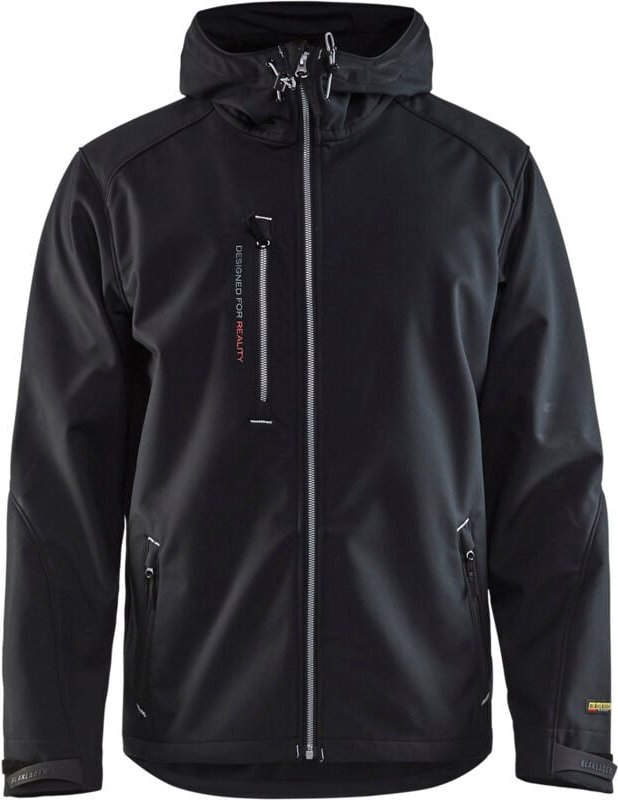 Thumbnail - Arbeits-Softshell-Jacke mit Kapuze 4949 - Schwarz/Hellgrau XS
