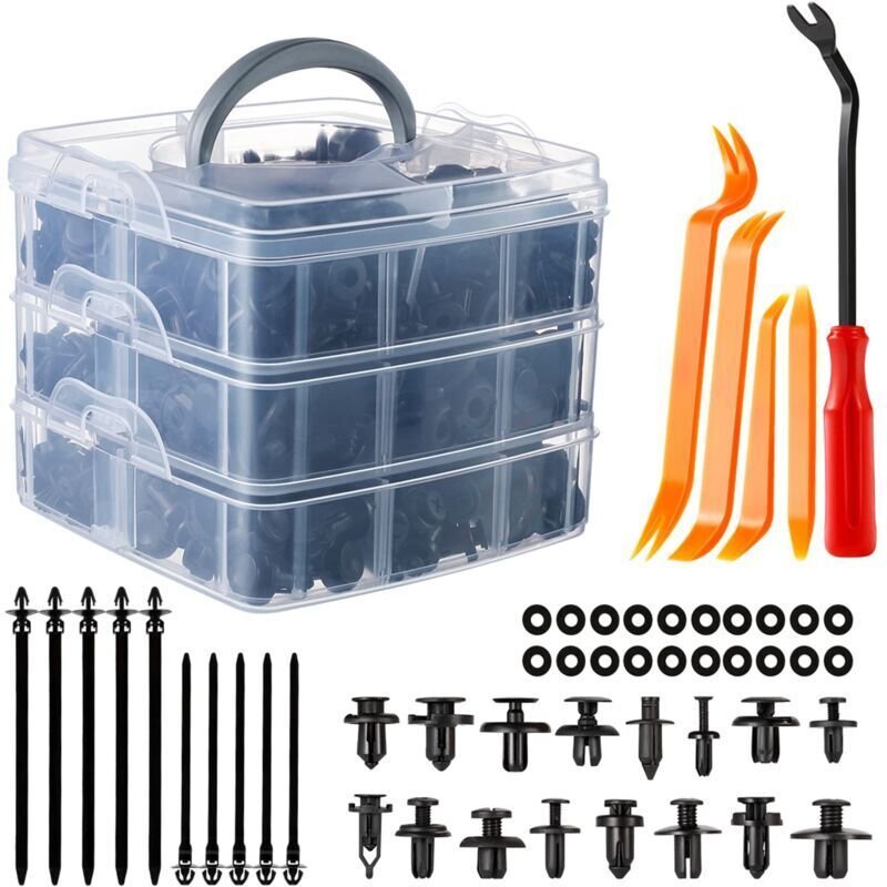 Thumbnail - CHOYCLIT Auto-Clips, 665 Stück Nietclips, Kunststoff-Befestigungselement, schwarz, universell für Autotürverkleidungen m...