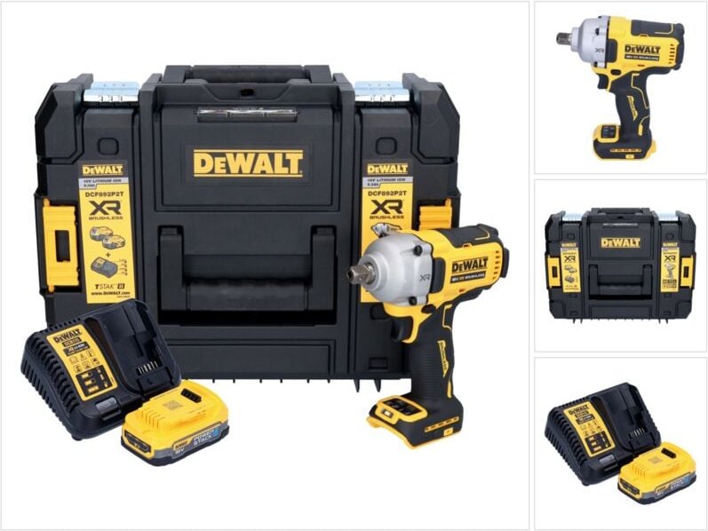 DeWalt DCF 892 E1T Akku Schlagschrauber 18 V 813 Nm 1/2" Brushless + 1x Akku 1,7 Ah + Ladegerät + TSTAK
