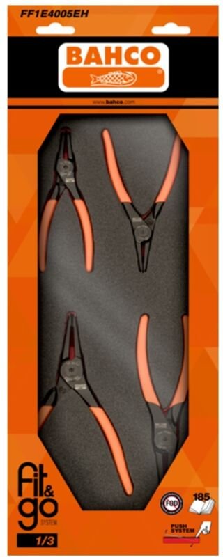 Bahco Fit&Go 1/3 Schaumstoffeinlage, Sicherungsringzangen-Satz - 4-tlg.