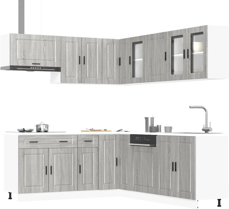 11-tlg. Küchenschrank-Set Porto Grau Sonoma Holzwerkstoff Vidaxl