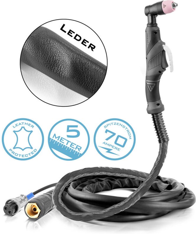 STAHLWERK Plasmaschneidbrenner AG-60 SG-55 ledergeschütztes 5 m Schlauchpaket