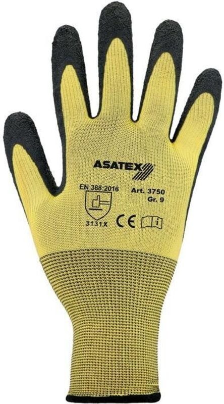 ASATEX 3750/8 Handschuhe Gr.8 gelb/schwarz Nylon mit Naturlatex EN 388 Kateg