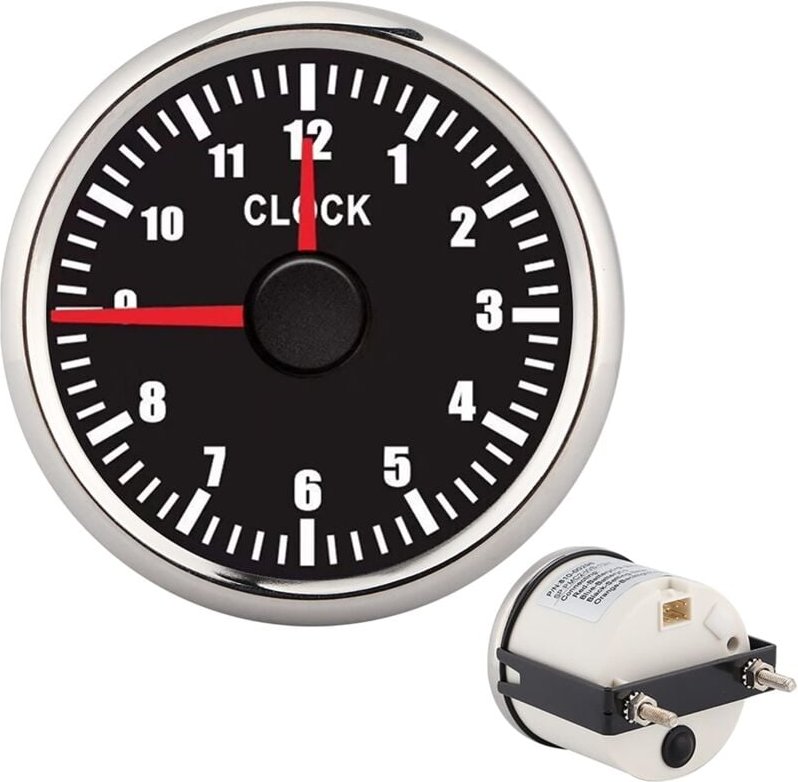 Ej.Life Auto Armaturenbrett Uhr, 2 Zoll Universal 0-12 Stundenzähler Uhr Instrumententafel Anzeigen Anzeige Rote Hinterg...