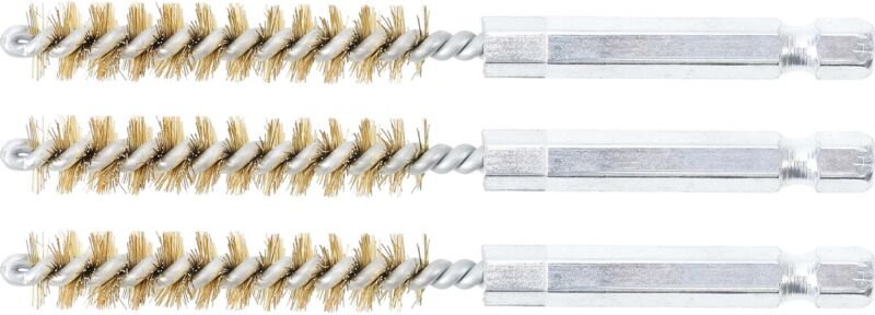 Messingbürste 9 mm Antrieb Außensechskant 6,3 mm (1/4') 3-tlg.