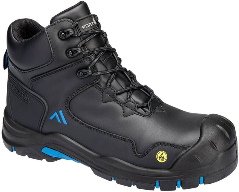 Hocharbeitsstiefel Apex S3S ESD HRO SR SC FO Schwarz/Blau 39