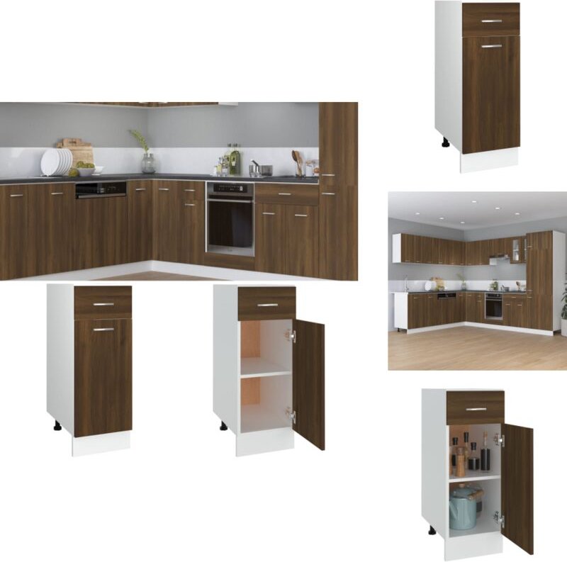 Unterschrank mit Schublade Braun Eichen-Optik 30x46x81,5 cm - Unterschrank - Küchenschrank - Holzschrank - Eiche Optik -...