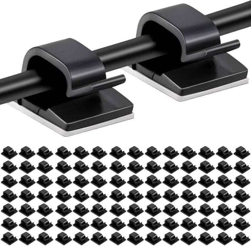Ymyny - 100 Stück selbstklebende Kabelclips, Kabelmanagement, Kunststoff, elektrischer Kabel-Organizer, Kabel-Organizer-...